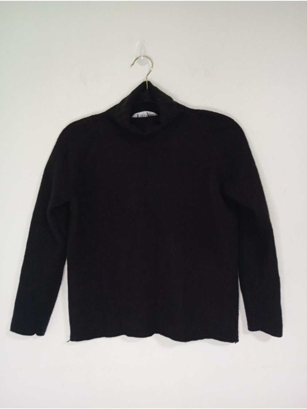 Liny Xin Black Merino Wool Turtleneck Sweater Superfine Long Sleeve Womens Sz M